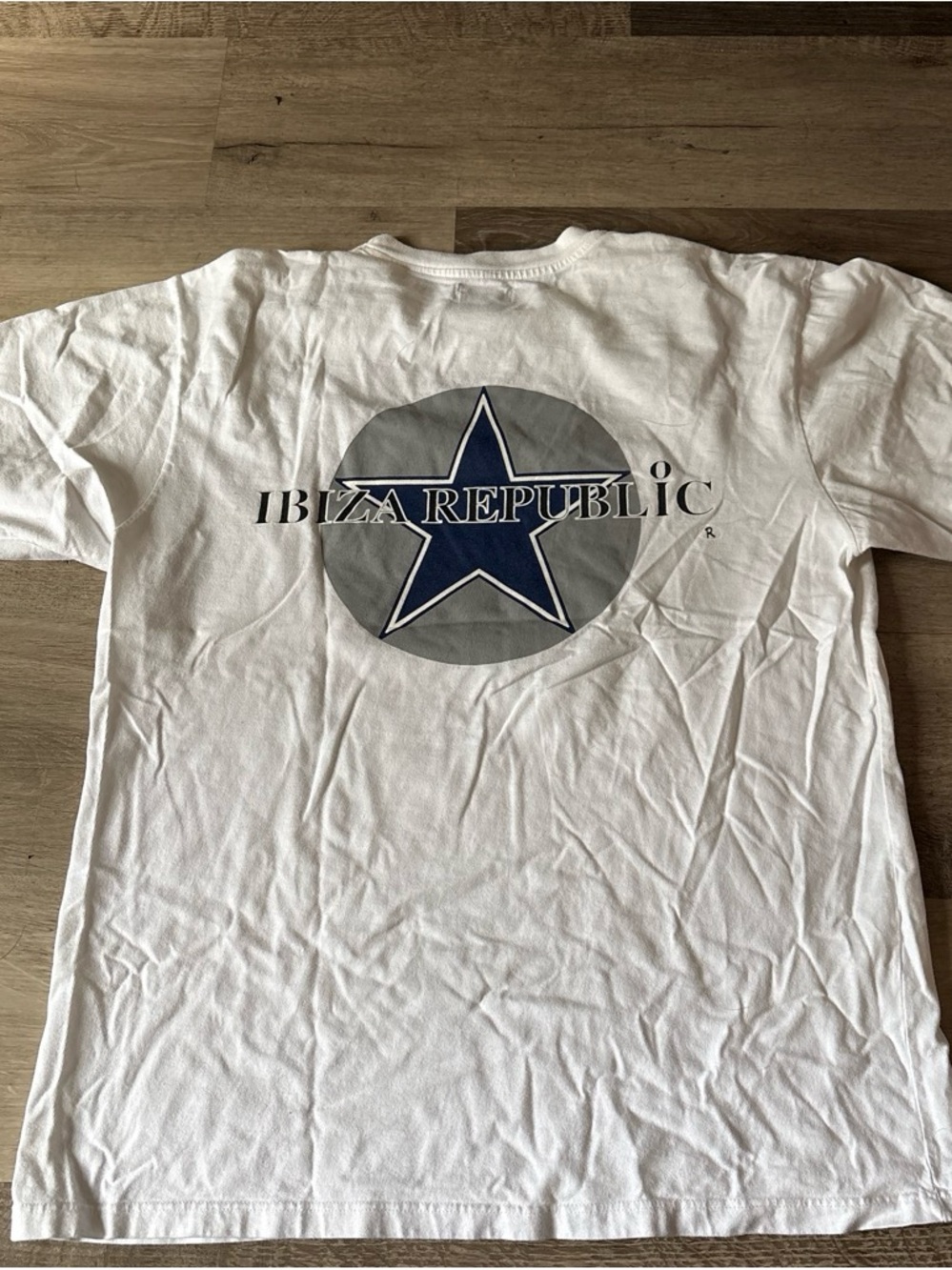 Ibiza Republic Men's White Short Sleeve Tee with Navy Star Logo
